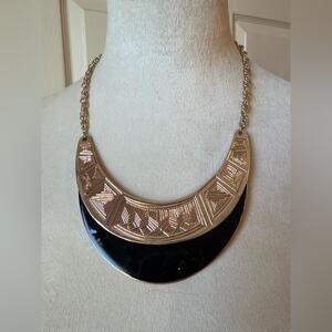 Yingxin Egyptian Style Gold & Black Necklace Vintage 1980s